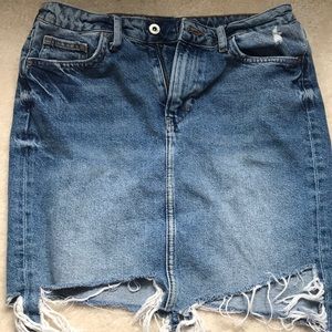 Jean skirt with fringe bottom!